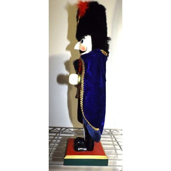 Wooden Nutcracker 18" Blue Cape, Bearskin, Bugle and Sword 2006 - Picture 2 of 8